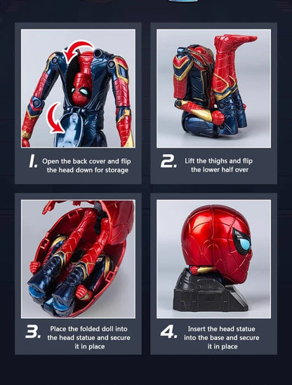 Marvel Iron Man Head Shaped Action Figure – Deformable Toy with Spider-Man Joints, Mobile Model Doll for Kids’ Educational Play