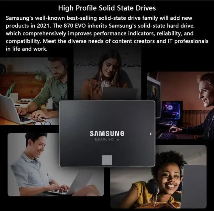 Samsung 870 EVO 2.5" SATA III SSD — 250GB, 500GB, 1TB & 2TB Internal Storage for Laptop & Desktop