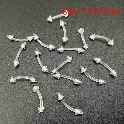10/60PCS Clear Acrylic Body Jewelry – Transparent Lip, Ear, Nose, Tongue, Eyebrow & Belly Rings