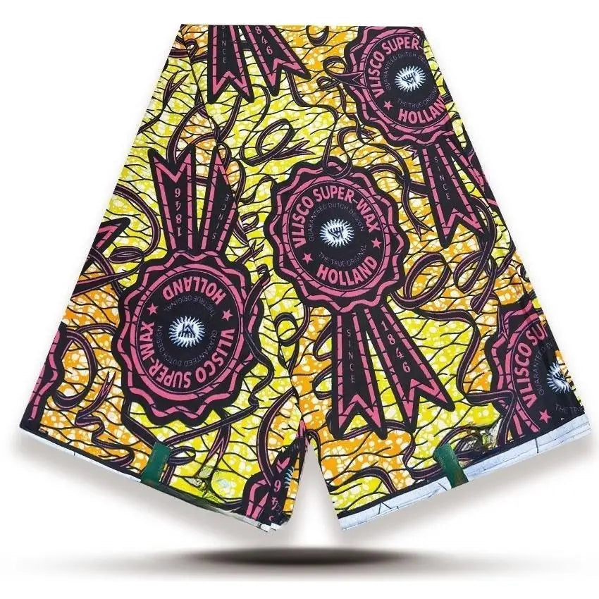 Original African Wax Print Fabric - 6 Yards Soft 100% Cotton Nigerian Ankara Pagne Batik Material