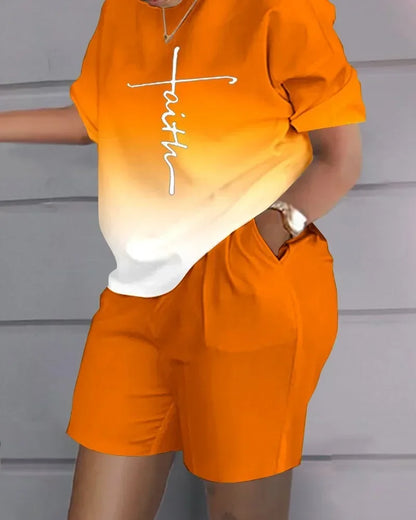 Women’s Printed 2-Piece Shorts Set – Short Sleeve T-Shirt & Elastic Waist Pants Matching Summer Y2K Outfit with Pockets (2025)