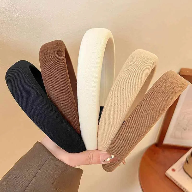 Wild Solid Color Sponge Headband – Wide Edge Fashion Hair Band for Women & Girls, Face Wash Accessory