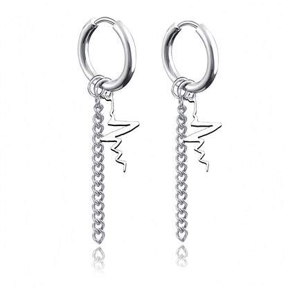 Long Hanging Cross & Leaf Hoop Earrings – Vintage Stainless Steel Hip Hop Unisex Jewelry Accessories