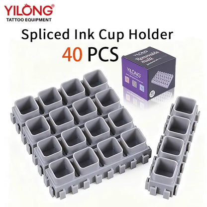 YILONG Multi-Spliced Tattoo Ink Cup & Cartridge Holder — ABS Desktop Storage Rack for Tattoo Accessories