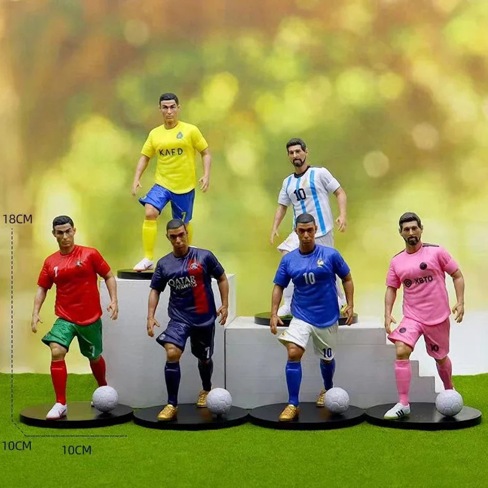 Football Star Action Figures – C. Ronaldo, Messi, Mbappe Cartoon Model Dolls Car Accessories Gifts (1-5pcs)