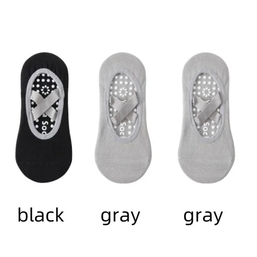 Women’s Anti-Slip Yoga Socks 1–3 Pairs – Silicone Grip Ballet Pilates Backless Breathable Sport Socks for Fitness & Dance