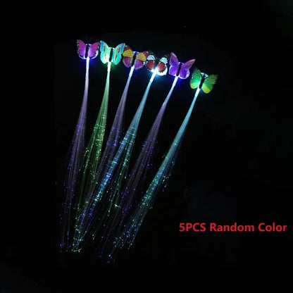 5pcs Colorful Butterfly Light-Up Braids – Wig Hair Accessories for Women | Party Hair Decor in Random Colors