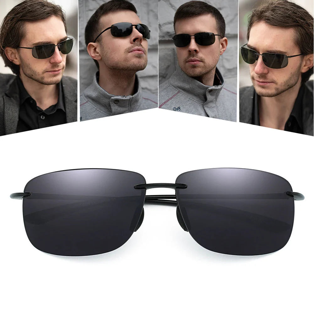 JIM Ultralight Sport Sunglasses – TR90 Rimless Frame for Men & Women, Ideal for Running, Fishing, Cycling, and Driving