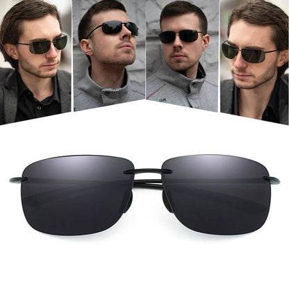 JIM Ultralight Sport Sunglasses – TR90 Rimless Frame for Men & Women, Ideal for Running, Fishing, Cycling, and Driving