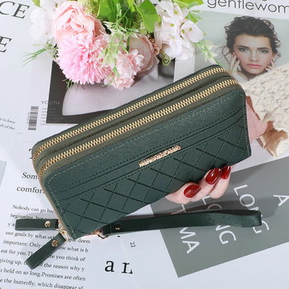 Long Women’s PU Leather Wallet – Double Zipper Tassel Clutch with Coin Purse & Card Holder