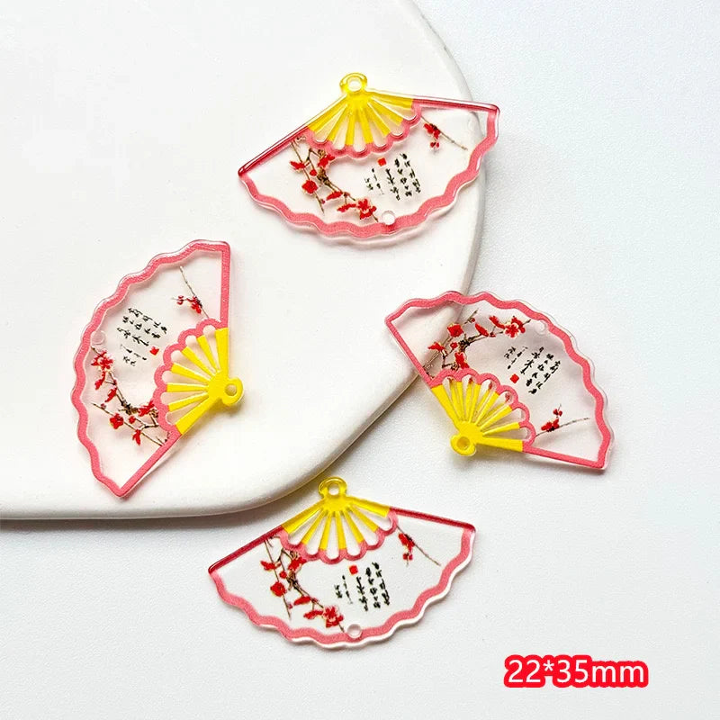 2024 90pcs Cartoon Fan-Shaped Acrylic Beads – Colorful DIY Jewelry, Hair & Clothing Craft Accessories