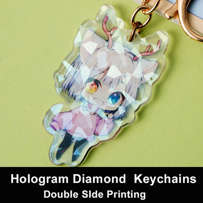 Custom Cartoon Keychains — Personalized Photo & Anime Transparent Hologram Acrylic Charm, Perfect Gift