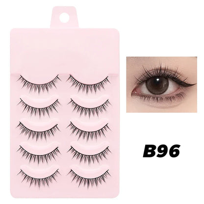 DINGSEN 5 Pairs Manga Style False Eyelashes — Soft, Natural, Long Anime Wispy Strip Lashes for Makeup