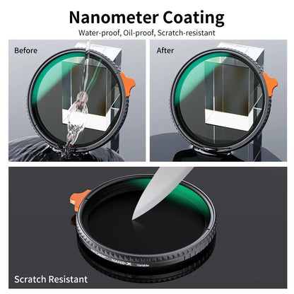 K&F Concept Variable ND Filter ND2–ND400 | HD Adjustable Neutral Density Lens Filter, 49mm–82mm
