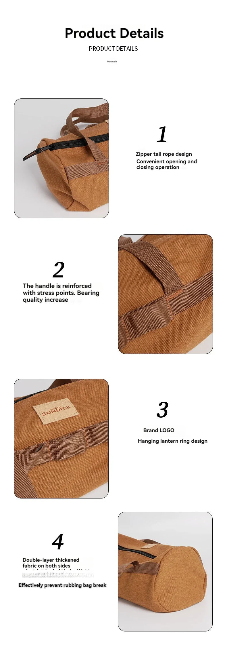 Cylinder Handheld Storage Bag – Large Capacity Thickened Camping Tent Peg and Tool Organizer Bag