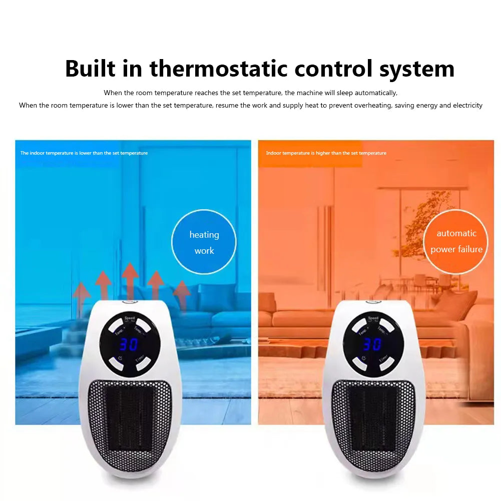 Winter Bliss: Portable Wall Plug-in Heater - 500W of Cozy Radiance with Remote Control Magic!