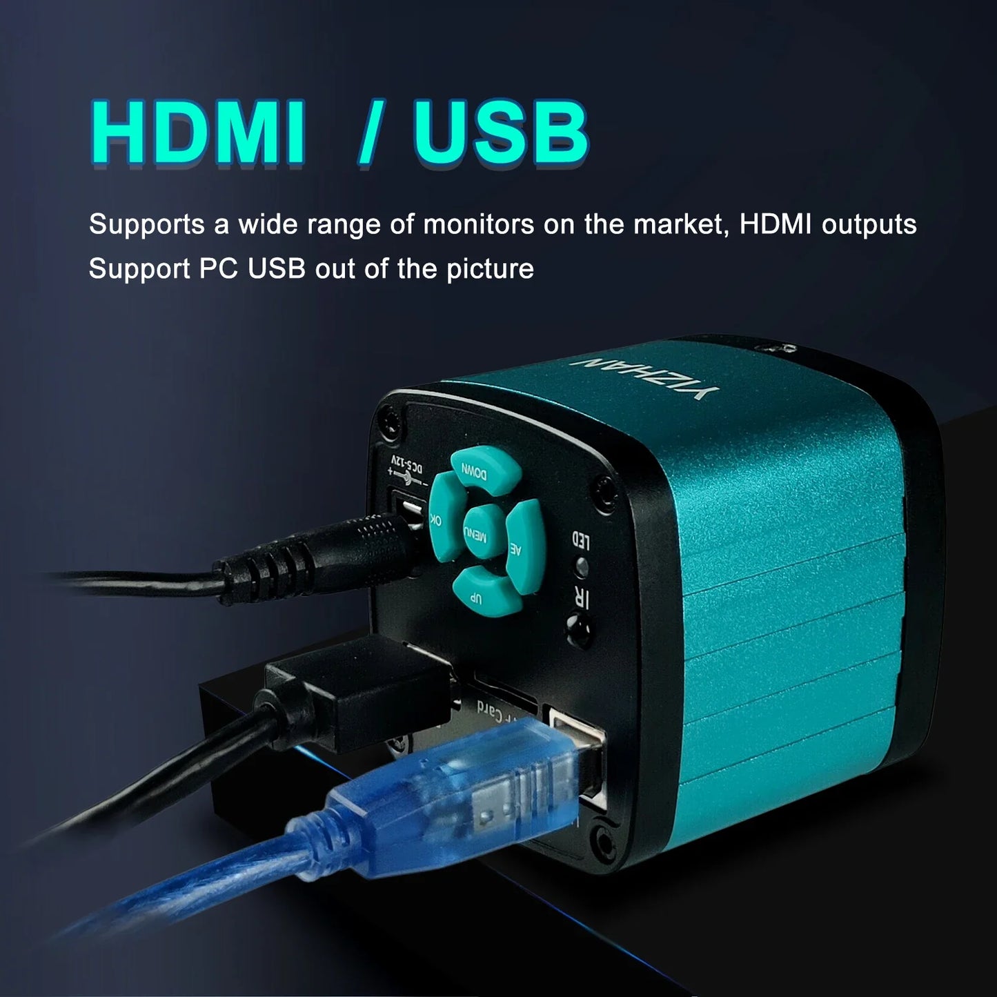 4K 48MP HDMI USB Industrial Microscope Camera – 1-130X/150X/180X Zoom C Lens for Soldering & Repair