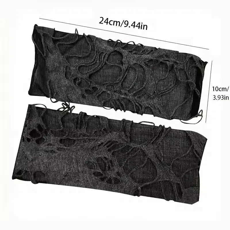 Unisex Gothic Fingerless Gloves – Tear Design Stretchy Punk Fashion Gloves for Party Wear, Durable & Stylish Street Accessories