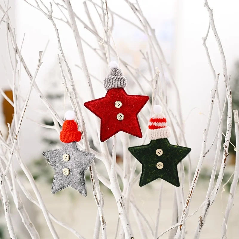 Red Star Christmas Tree Ornament – DIY Xmas Pendant New Year Party Gift Home Decor Noel Navidad
