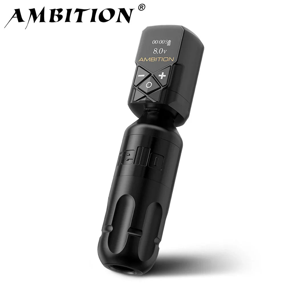 Ambition Stroke 4.0mm Rotary Tattoo Machine with Coreless Motor, 33mm Grip, RCA Interface, Permanent Makeup Pen for Body Art