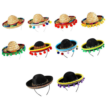 Mexican Mini Sombrero Headbands - Festive Hair Hoops for Carnival, Halloween, and Party Fun