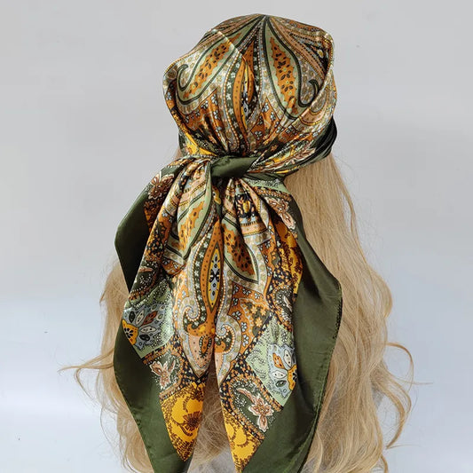 Elevate Your Style: New 90x90cm Fashion Silk Scarf - Versatile Headwrap for Women, Perfect for Every Season - Vintage Hijab Foulard Bandana Headscarf