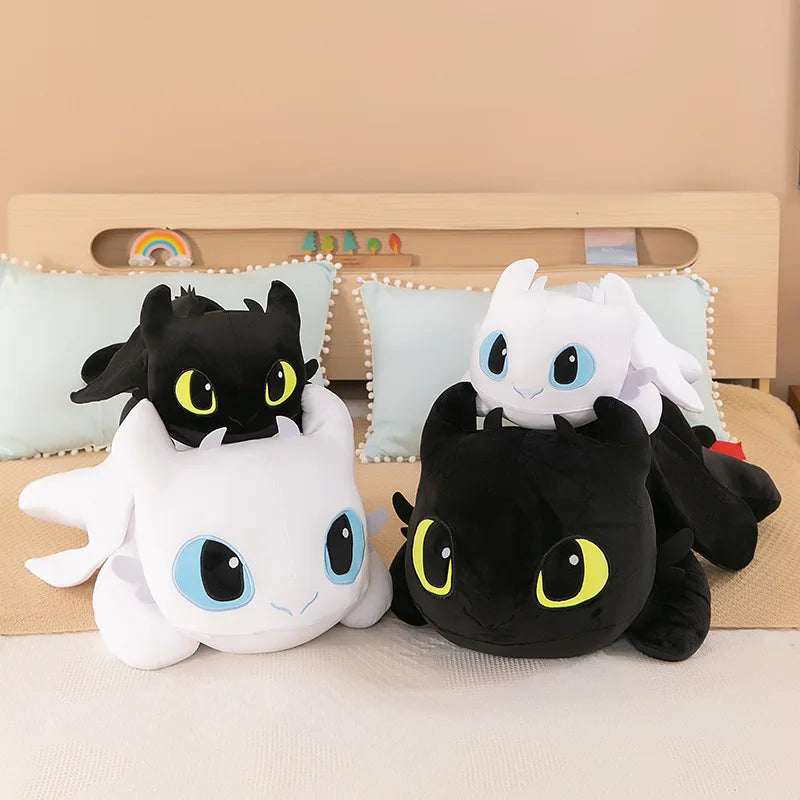 30/40cm Plush Dragon Toys — Kawaii White & Black Dinosaur Stuffed Animals for Boys & Girls
