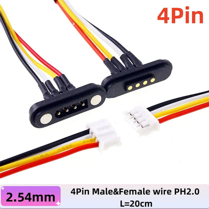 2A Waterproof Magnetic Pogo Pin Connector – 2.54mm Spring-Loaded DC Power Socket, 2-6 Positions