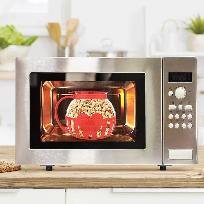 LMETJMA 2.25QT Microwave Glass Popcorn Popper with Silicone Lid - Temperature Safe JT186 Microwave Popcorn Maker