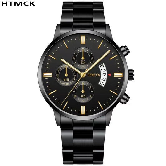 Luxury Stainless Steel Men’s Quartz Watch - Calendar Business Dress Wristwatch for Daily & Formal Wear