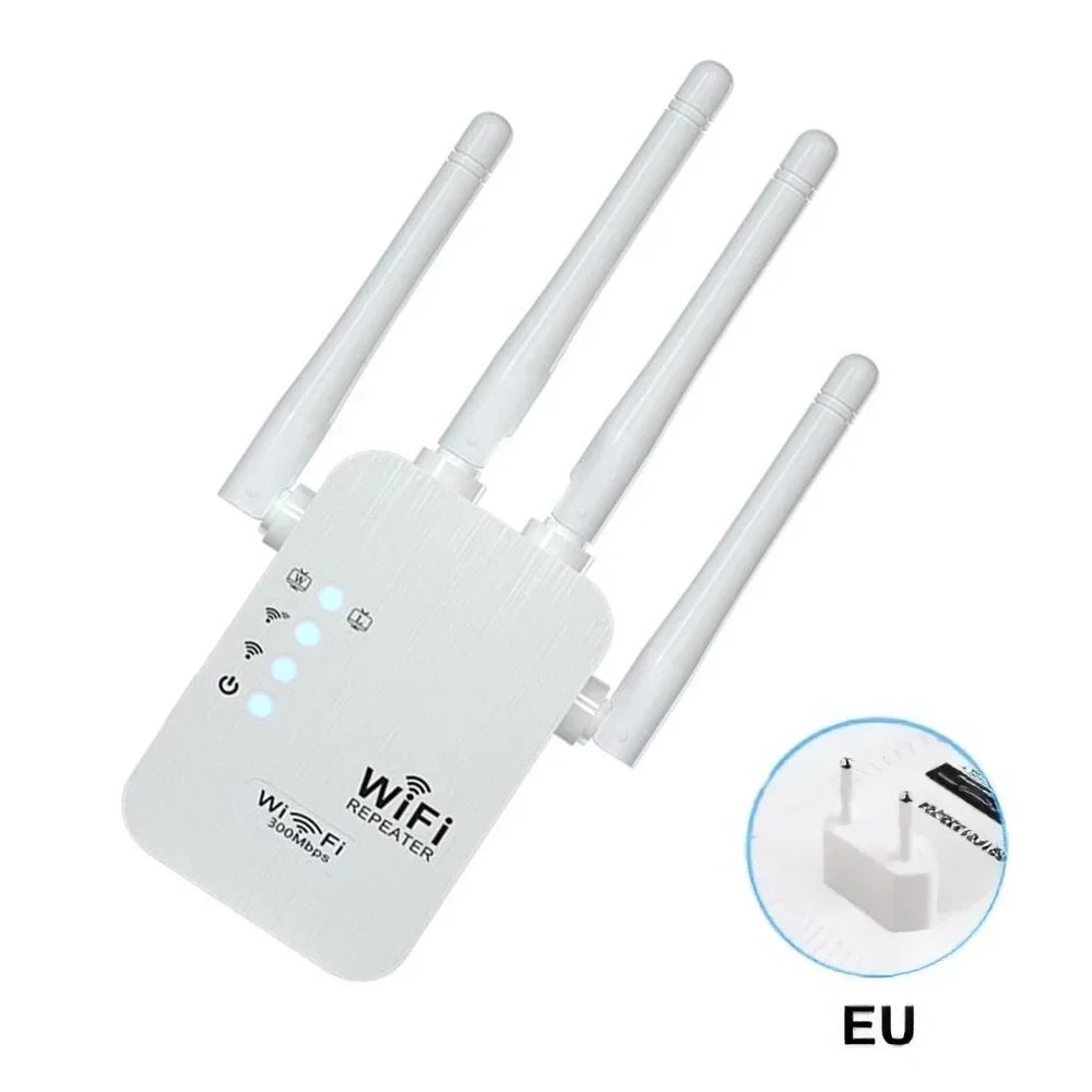 WiFi Extender 300M – Long Range Wireless Signal Booster & Internet Repeater with EU Plug