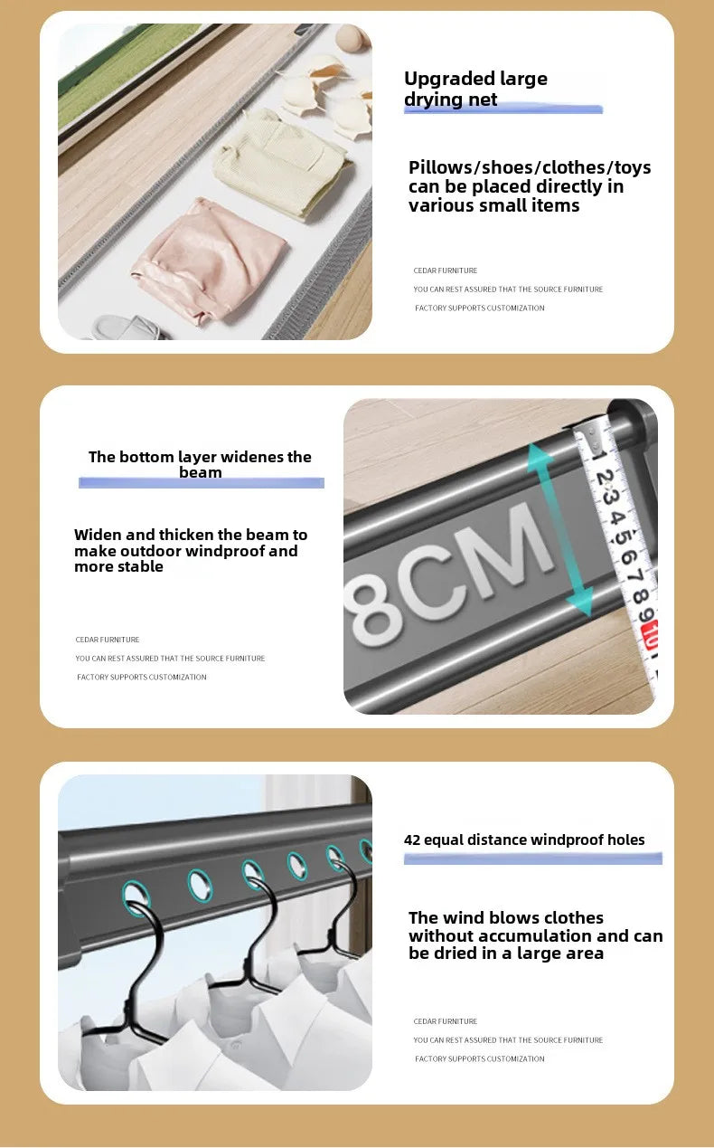 Floor-to-Ceiling Aluminum Drying Rack — Foldable Outdoor & Indoor Clothes Organizer for Kids' Clothing