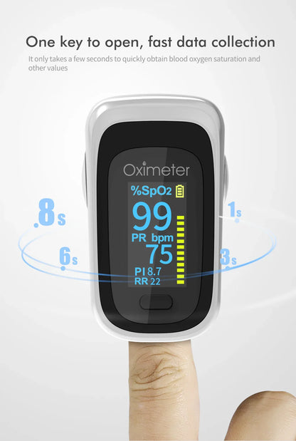 KIUZOU Finger Pulse Oximeter – SPO2, PR, PI, RR Blood Oxygen Saturation & Heart Rate Monitor, OLED Display