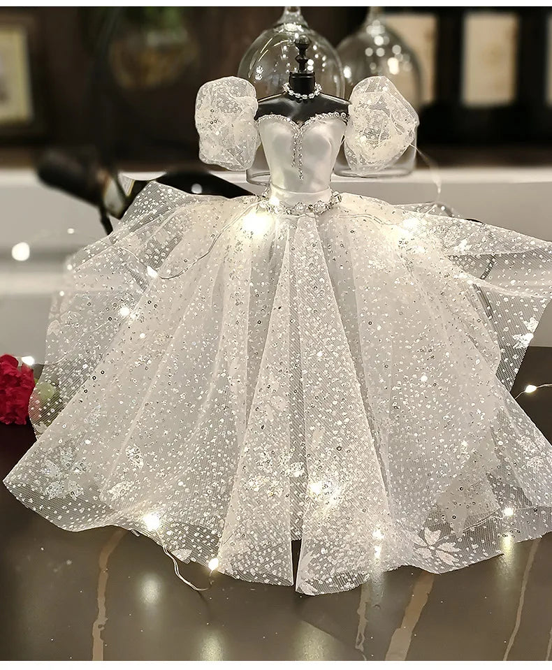 1/6 Mini Bride Doll Wedding Gown Set – Display Mannequin with Stand for Doll Clothes