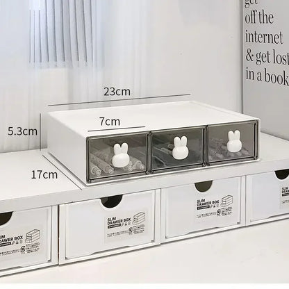 Rabbit Handle Desktop Drawer Organizer – Multi-Compartment Pencil Box for Students & Stationery