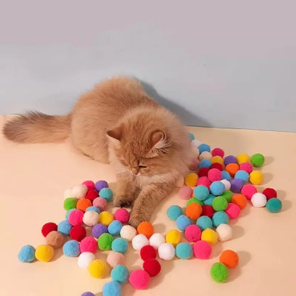 Interactive Cat Toys for Launch Training - Creative Mini Pompoms Games, Stretch Plush Ball Toys for Kittens - Pet Accessories and Cat Supplies