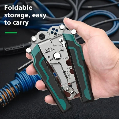 Multi-Functional Foldable Electrician Pliers - Wire Cutting, Wiring, Pulling, Splitting & Pressing Tool