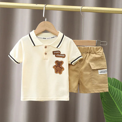 Baby Boy Summer Clothes Set – Cute Cartoon T-shirt & Shorts, Toddler Infant Outfit with Pants