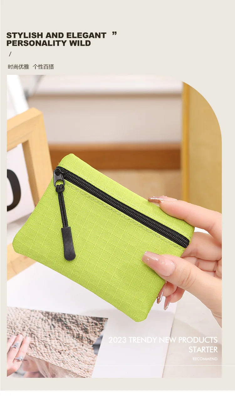 Canvas Mini Coin Purse with Zipper – Cute Solid Color Key & Money Pouch for Kids, Women & Men