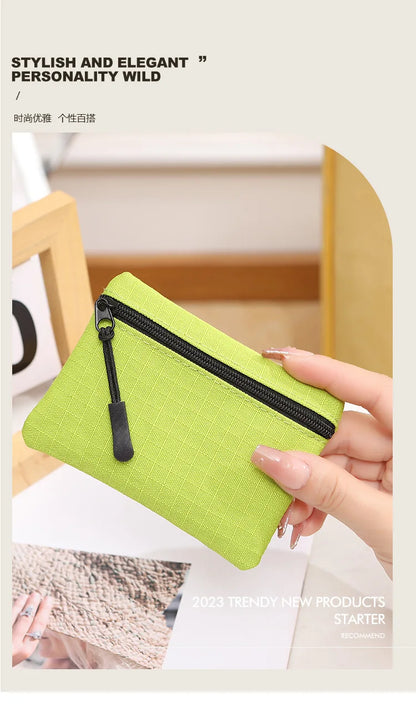 Canvas Mini Coin Purse with Zipper – Cute Solid Color Key & Money Pouch for Kids, Women & Men