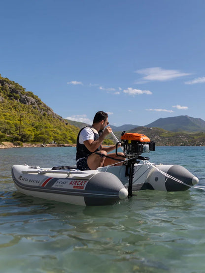 AQUA MARINA AIRCAT Inflatable Boat – Double Tube Catamaran Dinghy Raft with Drop Stitch Floor for Fishing & Water Sports