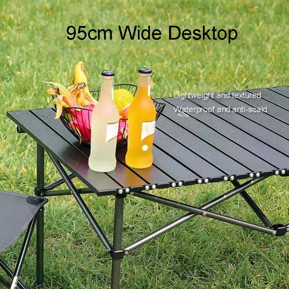 Outdoor Folding Long Table – Portable Storage Camping Desk with Net Bag, Easy Install, Lightweight & Stable