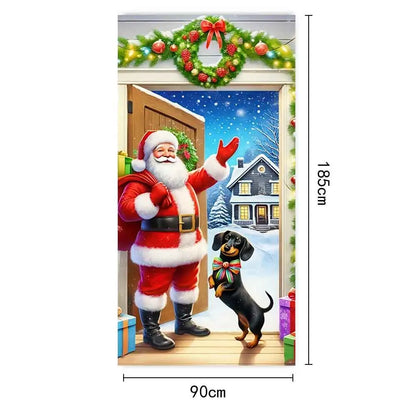 Christmas Fabric Door Banner – Merry Christmas Hanging Background for Photo Booth, Xmas Decor & Photography Props