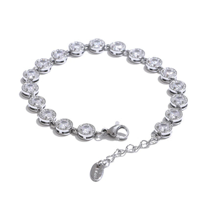 NiNice 316L Stainless Steel Jewelry Set – Colorful Cubic Zirconia Necklace and Bracelet, Exquisite Luxury Fashion Design
