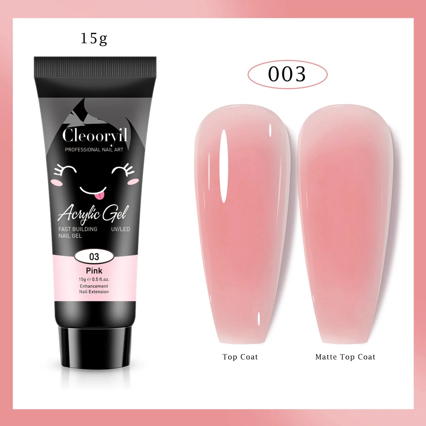 15ml Solid Nail Extension Gel – Poly Acrylic Crystal Gel in Naked Color, UV/LED Quick Build & Nail Extension Polish