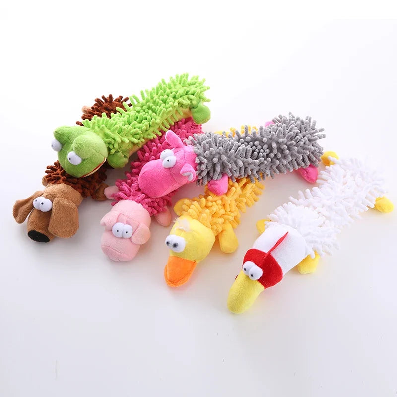 Plush Squeaky Dog Toy - Frog and Hippo Chew Toy for Teething and Teeth Cleaning