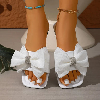 Women's Bow Flat Sandals - Comfortable Non-Slip Summer Casual Slippers