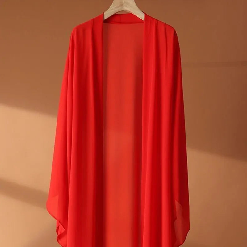 2024 Summer Sunscreen Shirt for Women – Long Chiffon Cardigan, Loose Fit Blouse, Thin Outerwear Shawl Jacket