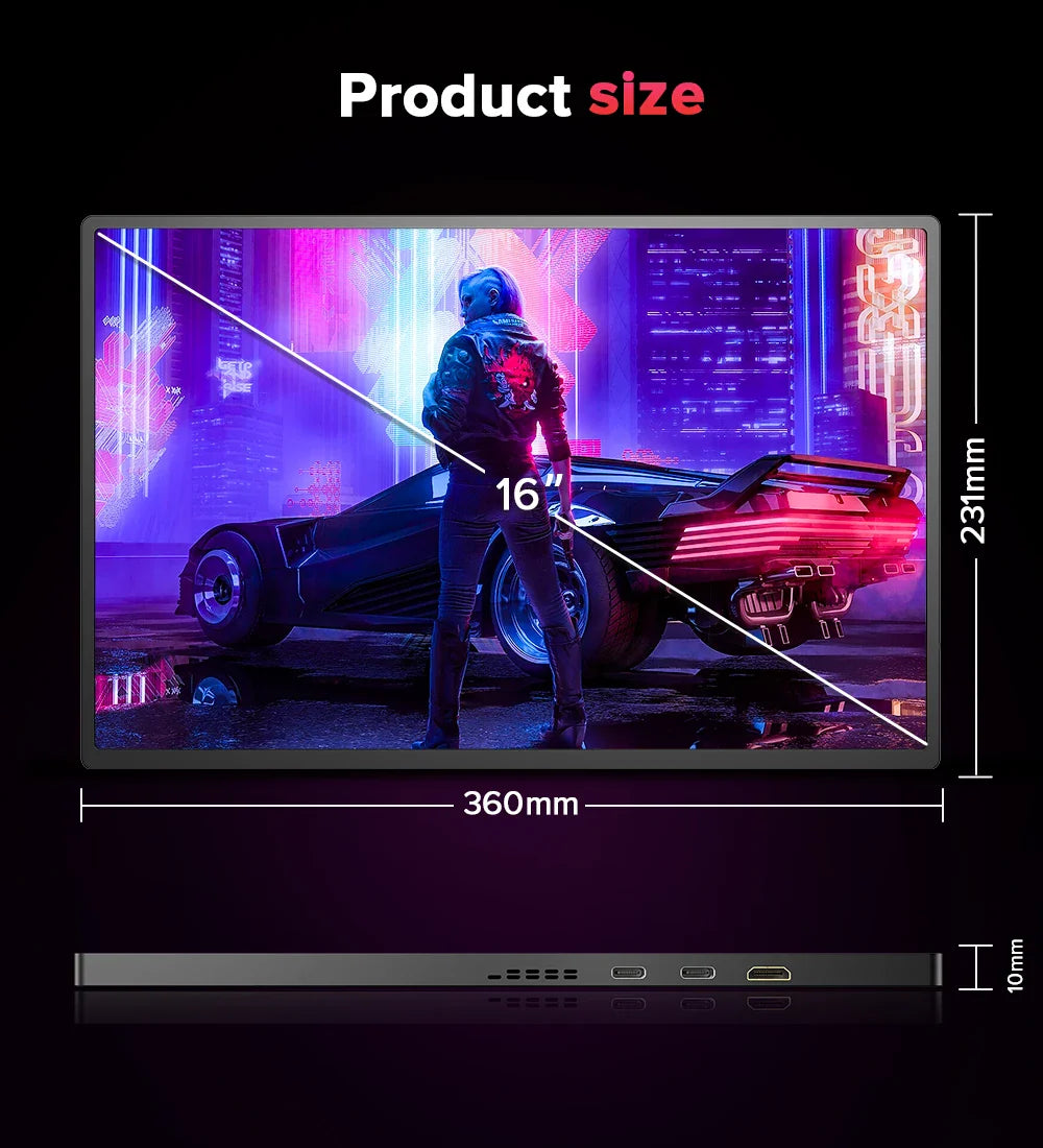 UPERFECT 16-Inch 2K Portable Monitor — 2560x1600, 16:10, 120Hz Gaming Display with 100% sRGB & 500Cd/m² for Xbox, PS5, Switch, Laptop & Mac