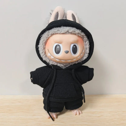 Labubu Casual Sweatsuit Set for 15/17cm Dolls — Comfy Doll Clothes with Ribbed Hem Details